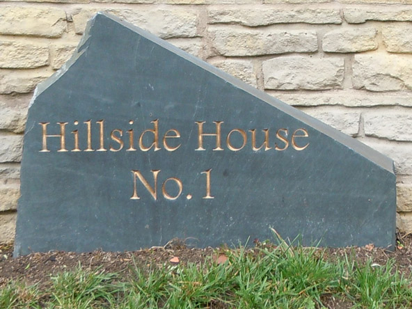 rustic Welsh stone made house from sign slate house rugged Freestanding solid stone. signs